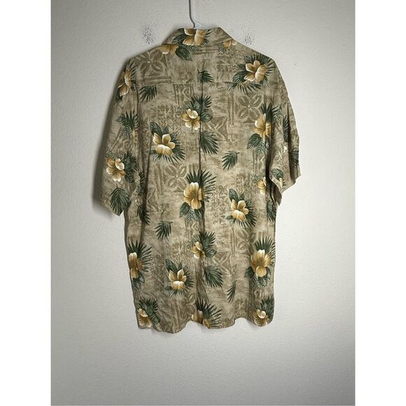 Vintage Campia Moda Men’s Short Sleeve Hawaiian Shirt Beige Hibiscus Size M - Picture 4 of 8